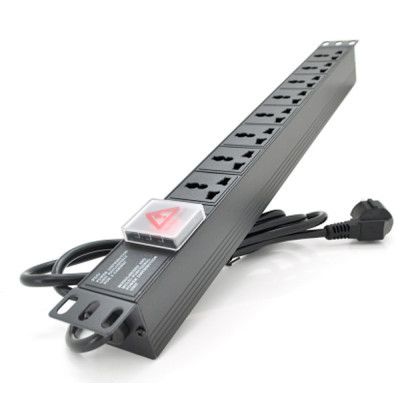Силовий блок 19" 8 універс. розеток, кабель 1.8м, вимикач, алюм. корпус PiPo (PP8PDUGR-UN)