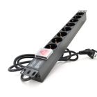 Силовий блок 19" 8 розеток, кабель 1.8м, вимикач, алюм. корпус PiPo (PP8PDUGR)