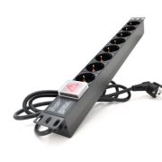 Силовий блок 19" 8 розеток, кабель 1.8м, вимикач, алюм. корпус PiPo (PP8PDUGR)