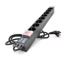 Силовий блок 19" 8 розеток, кабель 1.8м, вимикач, алюм. корпус PiPo (PP8PDUGR)