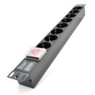 Силовой блок 19" 8 розеток, без кабеля, выключатель, алюм. корпус PiPo (PP8PDUGRC14)