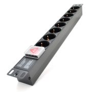 Силовой блок 19" 8 розеток, без кабеля, выключатель, алюм. корпус PiPo (PP8PDUGRC14)