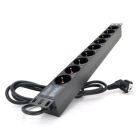Силовой блок 19" 9 розеток, кабель 1.8м, алюм. корпус PiPo (PP9PDUGR)