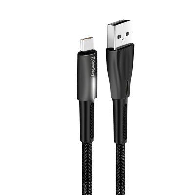 Дата кабель USB 2.0 AM to USB-C 1.0m zinc alloy + led black ColorWay (CW-CBUC035-BK)