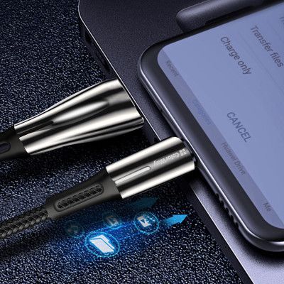 Дата кабель USB 2.0 AM to USB-C 1.0m zinc alloy + led black ColorWay (CW-CBUC035-BK)
