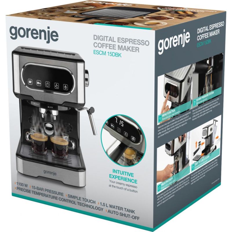 Ріжкова кавоварка еспресо Gorenje (ESCM15DBK)