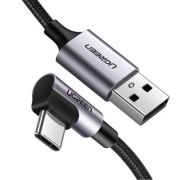 Дата кабель USB 2.0 AM to USB-C 1.0m 90° corner braid black Ugreen (50941)
