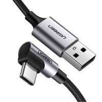 Дата кабель USB 2.0 AM to USB-C 1.0m 90° corner braid black Ugreen (50941)