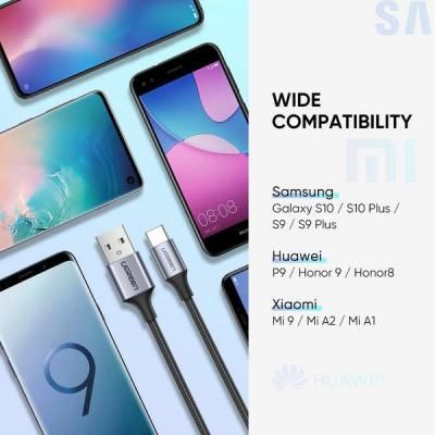 Дата кабель USB 2.0 AM to USB-C 1.0m US288 Aluminum Braid Black Ugreen (60126)