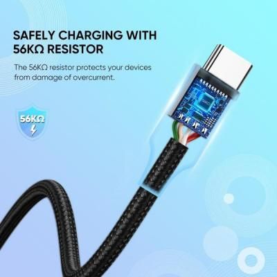 Дата кабель USB 2.0 AM to USB-C 1.0m US288 Aluminum Braid Black Ugreen (60126)