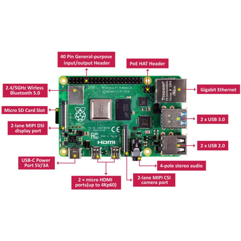 Микро ПК Raspberry Pi 4, Model B, 8GB (RPI4-MODBP-8GB)