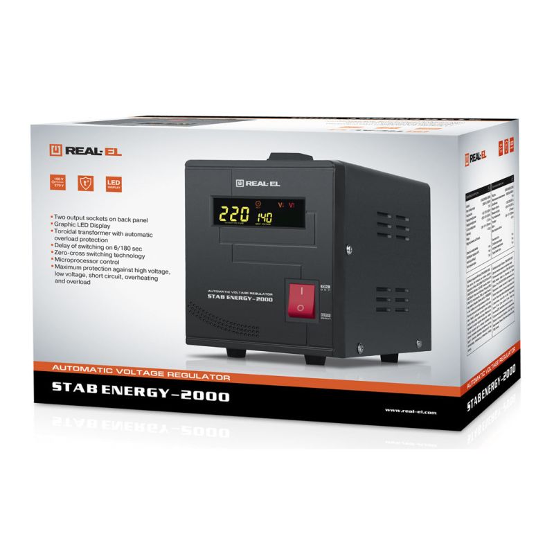 Стабилизатор напряжения REAL-EL STAB ENERGY-2000 (EL122400013)