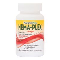 Минералы Natures Plus Комплекс с железом Hema-Plex, Iron, Nature's Plus, 60 Мягких (NAP-37691)