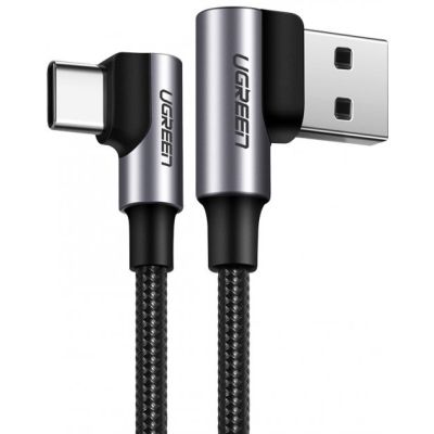 Дата кабель USB 2.0 AM to USB-C 1.0m 3A 90° corner US176 black Ugreen (20856)