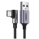Дата кабель USB 2.0 AM to USB-C 2.0m 90° corner aluminum braid US284 black Ugreen (50942)