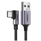 Дата кабель USB 2.0 AM to USB-C 2.0m 90° corner aluminum braid US284 black Ugreen (50942)