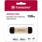 USB флеш накопитель Transcend 128GB JetFlash 930 Gold-Black USB 3.2/Type-C (TS128GJF930C)