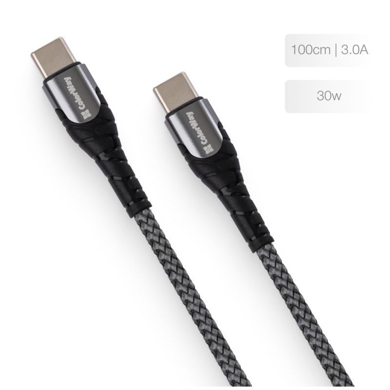 Дата кабель USB-C to USB-C 2.0m PD Fast Charging 65W 3A grey ColorWay (CW-CBPDCC039-GR)