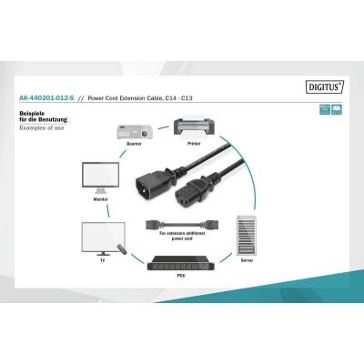 Кабель питания C13 to C14 1.2m 0.75mm2 Digitus (AK-440201-012-S)