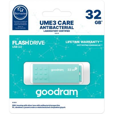 USB флеш накопитель Goodram 32GB UME3 Care Green USB 3.2 (UME3-0320CRR11)