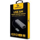 Концентратор USB-A to Gigabit Ethernet, 3 Ports USB 3.1 Gen1 Cablexpert (A-AMU3-LAN-01)
