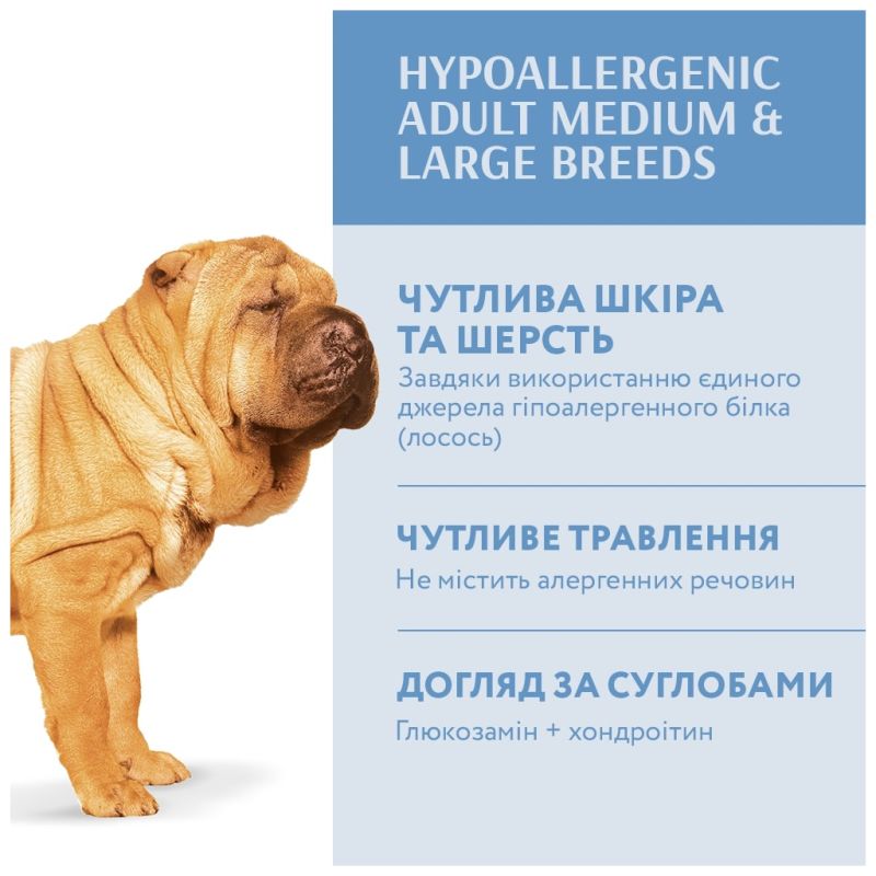 Сухий корм для собак Optimeal гіпоалергенний для середніх і великих порід - лосось 12 кг (4820215364423)