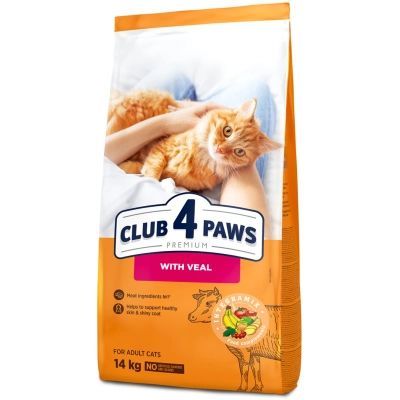 Сухой корм для кошек Club 4 Paws Премиум. С телятиной 14 кг (4820083909207)
