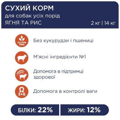 Сухой корм для собак Club 4 Paws Премиум. Ягненок и рис 14 кг (4820083909573)