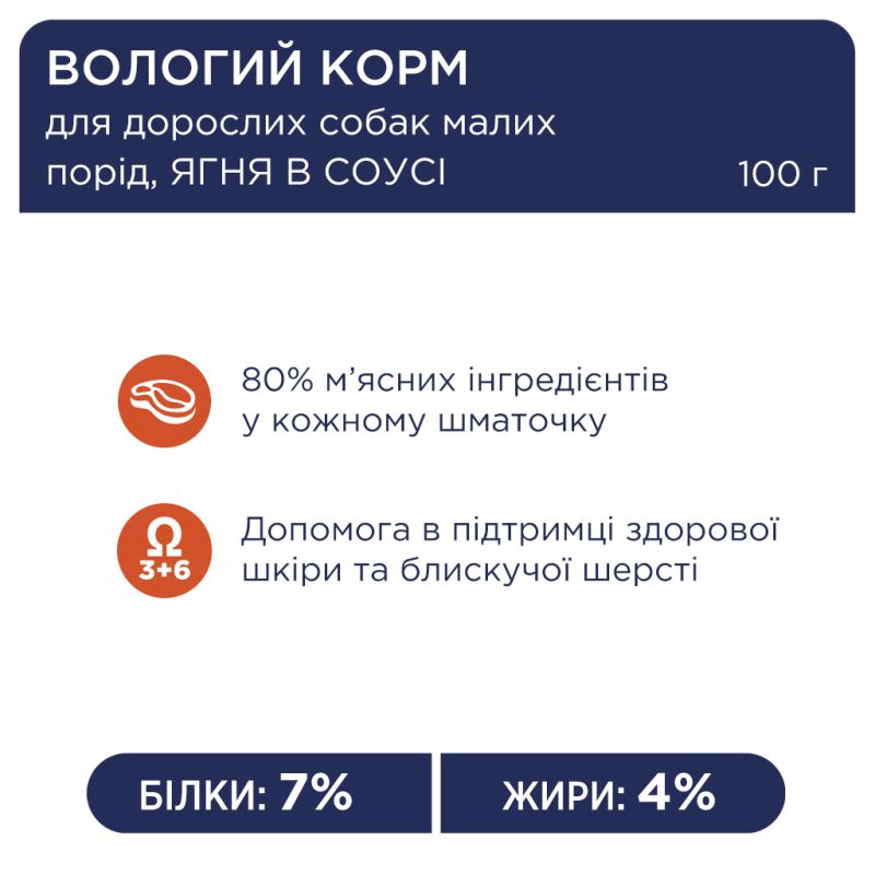 Влажный корм для собак Club 4 Paws для малых пород с ягненком в соусе 100 г (4820215363464) (24 шт)
