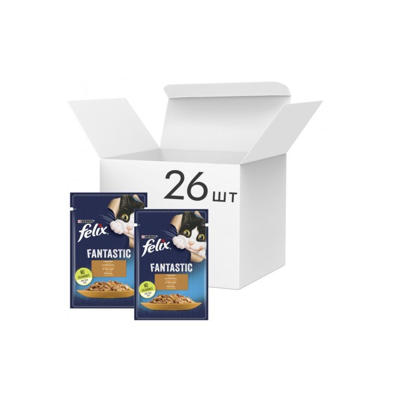 Вологий корм для кішок Purina Felix Fantastic з індичкою в желе 85 г (7613039832516) (26 шт)