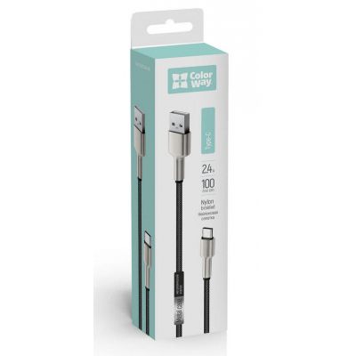 Дата кабель USB 2.0 AM to USB-C 1.0m head metal black ColorWay (CW-CBUC046-BK)