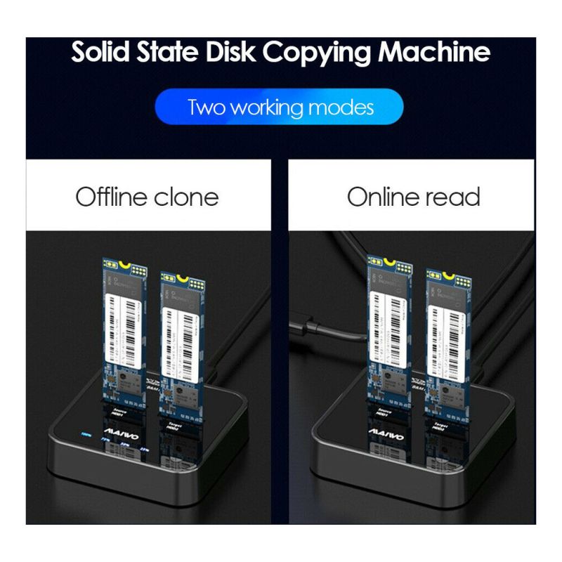 Док-станция для накопителей Maiwo 2*NVMe M.2 SSD Key M/B+M USB 3.1 Gen2 Type-C (K3016P)