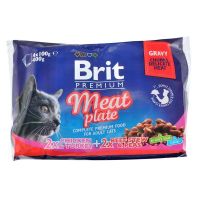 Вологий корм для кішок Brit Premium Cat м\'ясна тарілка 4 шт по 100 г (8595602506262)