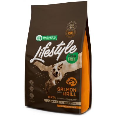 Сухий корм для собак Nature\'s Protection Lifestyle Grain Free Salmon, Krill Junior All Breeds 1.5 кг (NPLS45686)