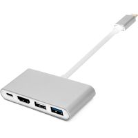 Перехідник USB-C to 2xUSB 3.0 + USB-C + HDMI PowerPlant (CA911707)