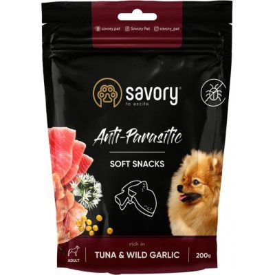 Лакомство для собак Savory с антипаразитарным эффектом, тунец и чеснок 200 г (4820232631324)