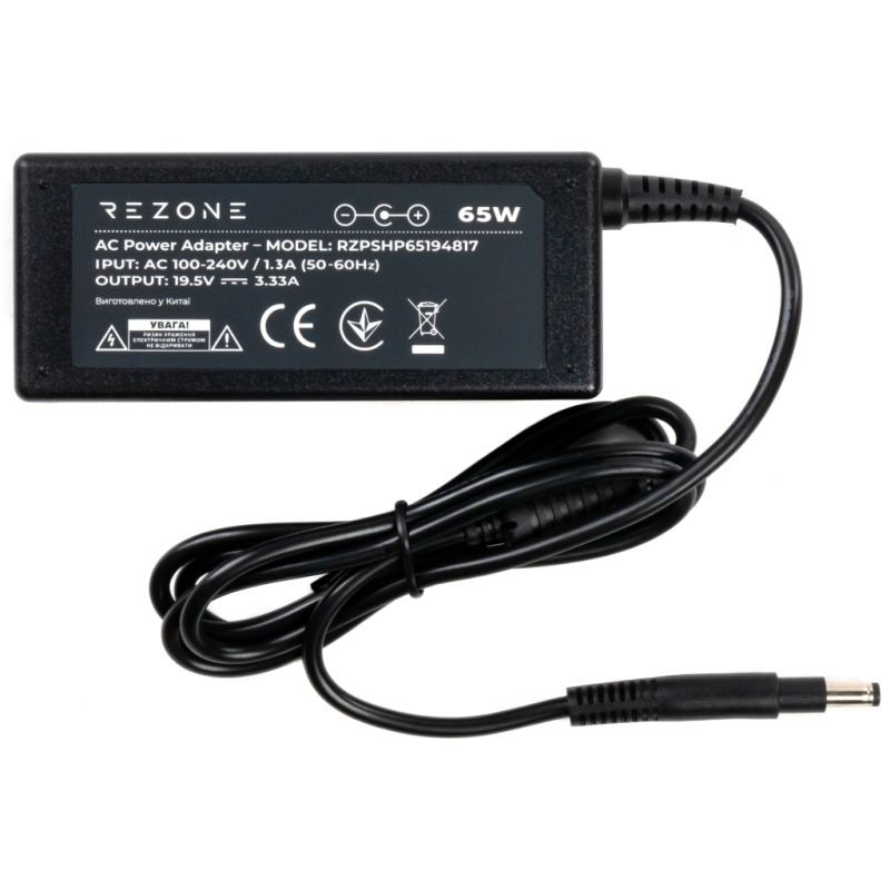Блок живлення до ноутбуку Rezone HP 65W 19.5V 3.33А 4.8*1.7 long (RZPSHP65194817)