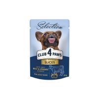Влажный корм для собак Club 4 Paws Selection Плюс Кусочки с говядиной и овощами в соусе 85 г (4820215368063) (12 шт)
