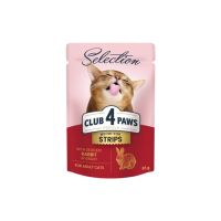 Вологий корм для кішок Club 4 Paws Selection Плюс Полоски с кроликом в соусе 85 г (4820215368087) (12 шт)
