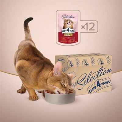 Вологий корм для кішок Club 4 Paws Selection Плюс Смужки з яловичиною в крем супі з броколі 85 г (4820215368100)