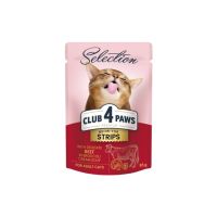 Вологий корм для кішок Club 4 Paws Selection Плюс Смужки з яловичиною в крем супі з броколі 85 г (4820215368100) (12 шт)