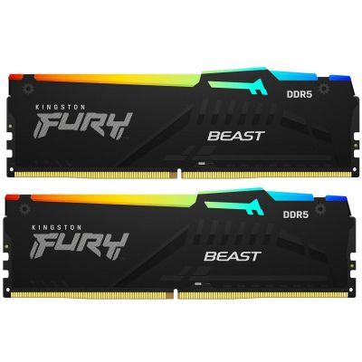 Модуль пам\'яті для комп\'ютера DDR5 16GB (2x8GB) 5200 MHz FURY Beast RGB Kingston Fury (ex.HyperX) (KF552C40BBAK2-16)