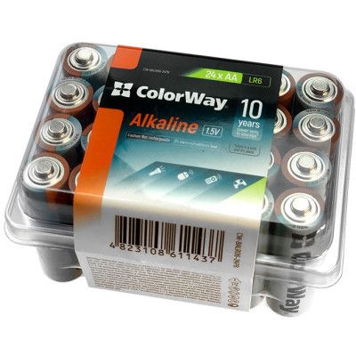 Батарейка ColorWay AA LR6 Alkaline Power (лужні) * 24 plastic box (CW-BALR06-24PB)
