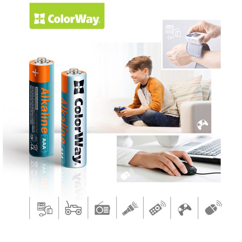 Батарейка ColorWay AAA LR03 Alkaline Power (щелочные) * 24шт plastic box (CW-BALR03-24PB)