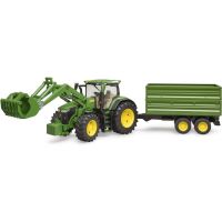 Масштабная модель автомобиля Bruder трактор John Deere 7R 350 с погрузчиком и прицепом (03155)