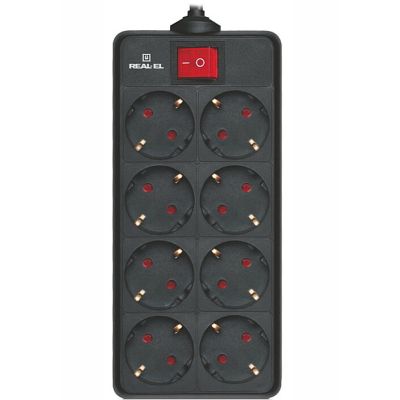 Сетевой фильтр питания REAL-EL RS-8 Protect 5m, black (EL122300024)