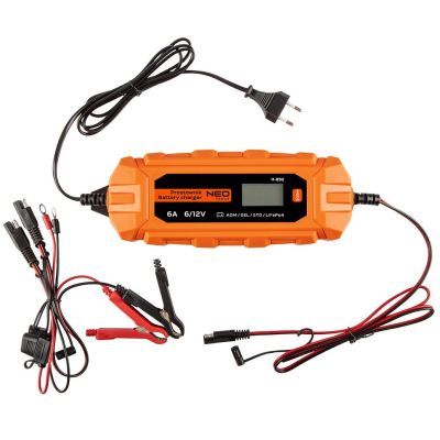 Зарядное устройство для автомобильного аккумулятора Neo Tools 6А/100Вт, 3-150Ач, для кислотних/AGM/GEL (11-892)