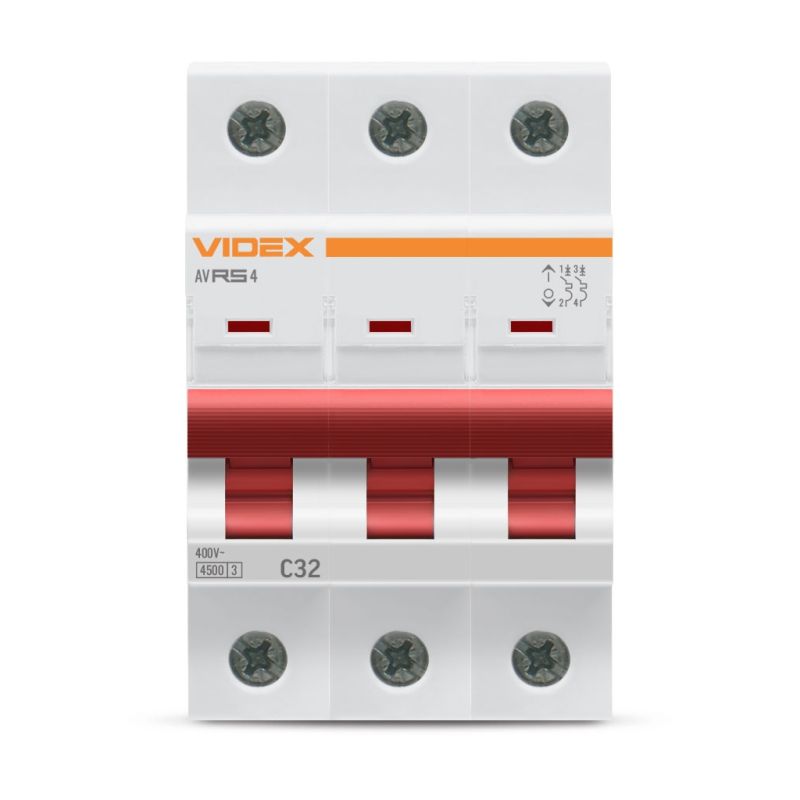 Автоматичний вимикач Videx RS4 RESIST 3п 32А С 4,5кА (VF-RS4-AV3C32)