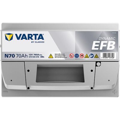 Аккумулятор автомобильный Varta BlueDynamicEFB70AhЕв(-/+)(760EN) N70 (570500076)