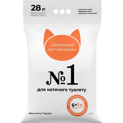 Наполнитель для туалета Super Cat №1 Древесный впитывающий 6+1 кг (6974)